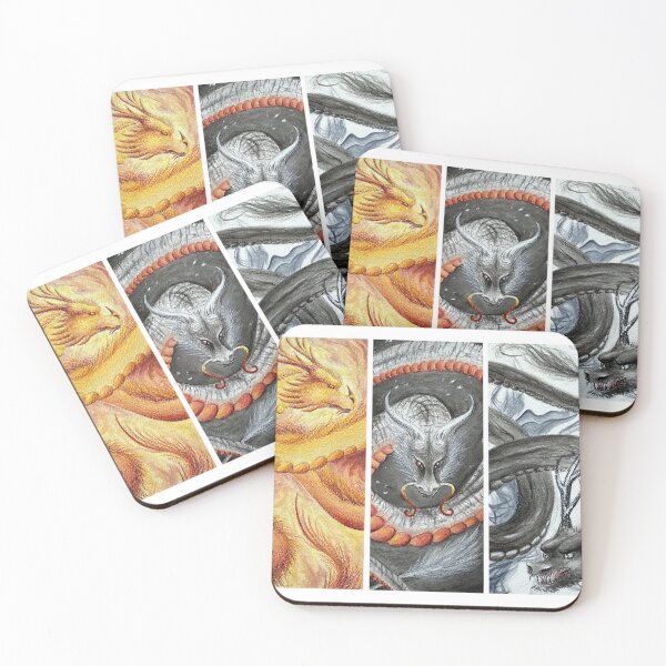 Item preview, Fire | Ash | Smoke - Fantasy Dragon Watercolor Triptych designed and sold by DragonsByKris.