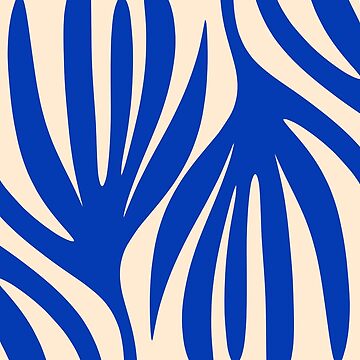 Maldives Abstract Botanical Pattern in Bright Blue and Cream Bath Mat by  Kierkegaard Design Studio