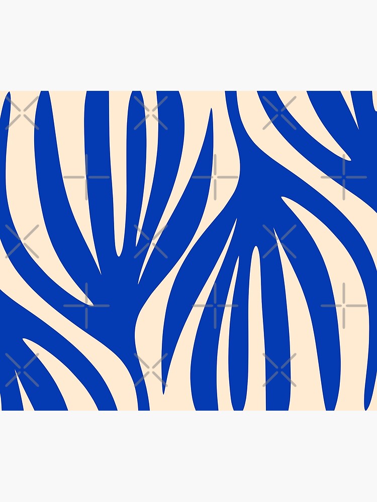 Maldives Abstract Botanical Pattern in Bright Blue and Cream Bath Mat by  Kierkegaard Design Studio