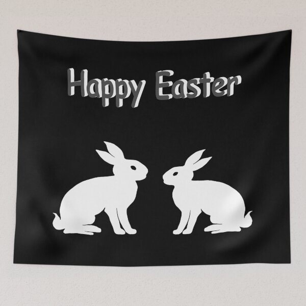 Item preview, Happy easter with easter bunnies, sitting rabbit silhouettes, easter sayings designed and sold by Kirei-Lily.