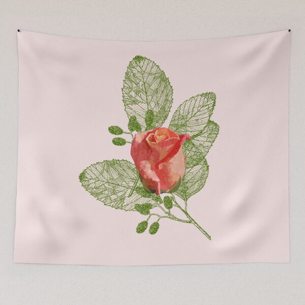 Item preview, Copy of Pink rose on green skeleton leaf nature designed and sold by Areashor.