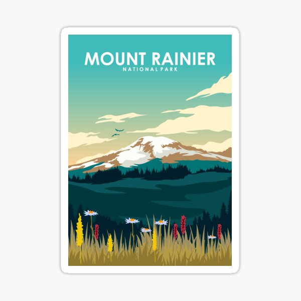 Item preview, Mount RainIer National Park Vintage Minimal Travel Poster designed and sold by Stadify.