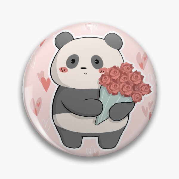 Item preview, Valentine's Day Panda with flowers - Ponpon the Panda   designed and sold by Hito-desu.