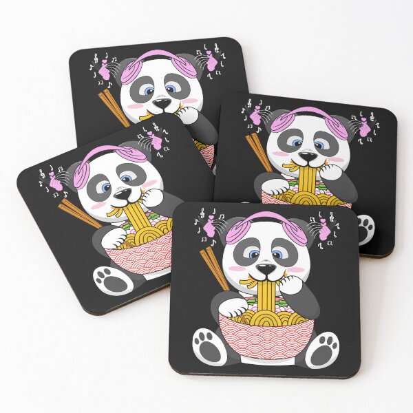 Item preview, Funny cute kawaii panda eating ramen noodles bowl listening to korean kpop music k-pop designed and sold by teeartforyou.