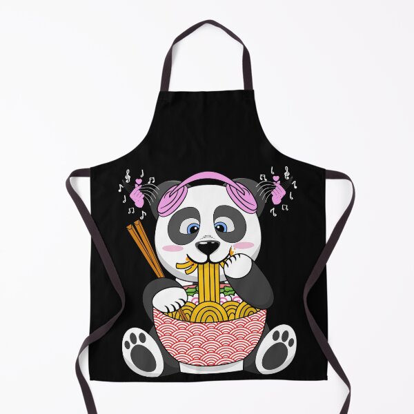 Item preview, Funny cute kawaii panda eating ramen noodles bowl listening to korean kpop music k-pop designed and sold by teeartforyou.