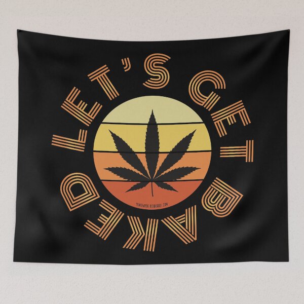 Item preview, Retro Vintage Sunset Orange Pot leaf-Lets get baked designed and sold by YomeHayin.