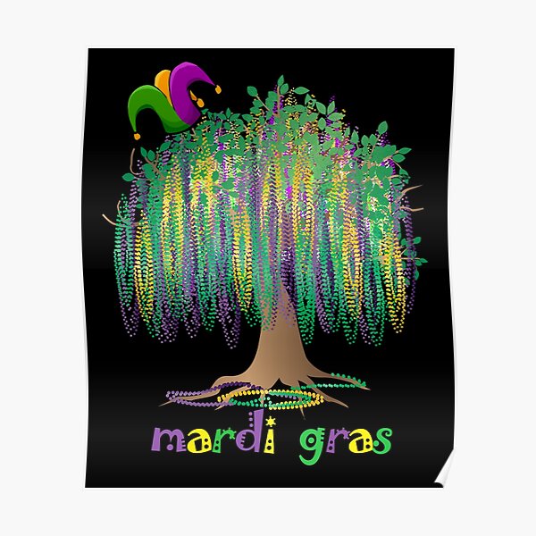 Tulane Mardi Gras Bead Tree Poster