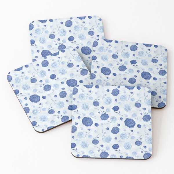 Item preview, Blue flowers, dusty blue clouds. designed and sold by AnaGuziiArt.