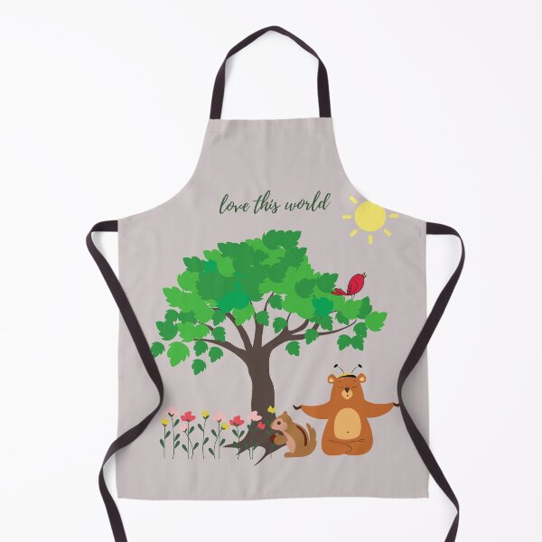 Item preview, Love this world, Cute animal, Meditating bear, Green tree, Green planet, Sunshine, Love world, Animal world, Green nature, Flowers designed and sold by DianaN22.
