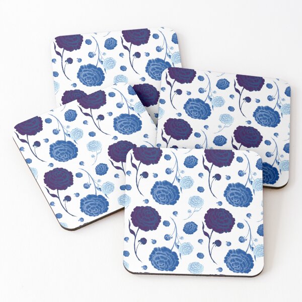 Item preview, Blue flowers, dusty blue clouds. designed and sold by AnaGuziiArt.
