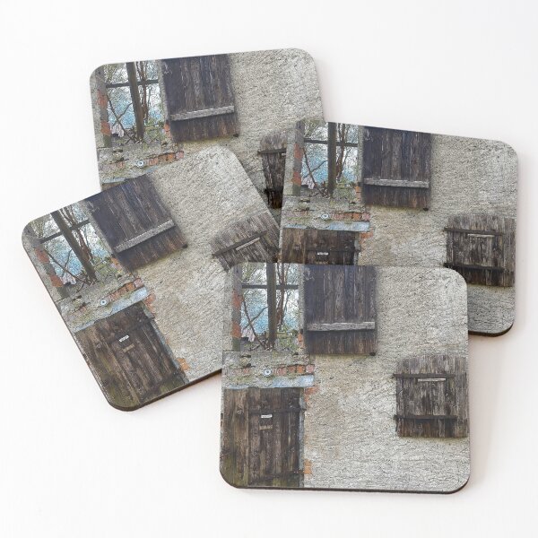Item preview, Old weathered wooden shutters and door on an abandoned house designed and sold by Michael Brewer.