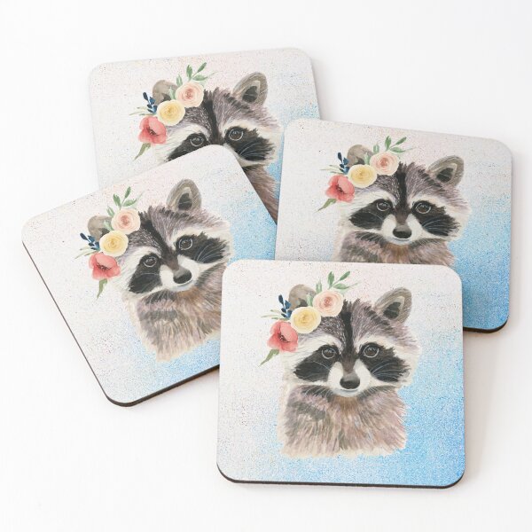 Item preview, Floral Watercolor Raccoon designed and sold by andieartco.