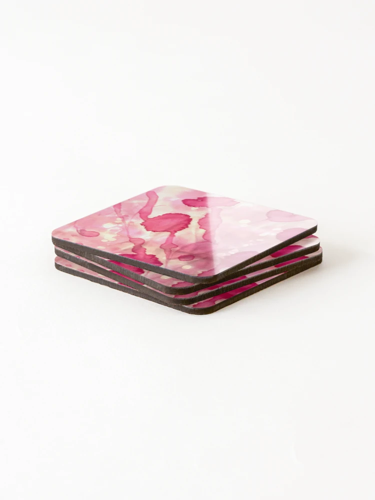 Thumbnail 4 of 5, Coasters (Set of 4), Spring pink designed and sold by Robin Greenberg.
