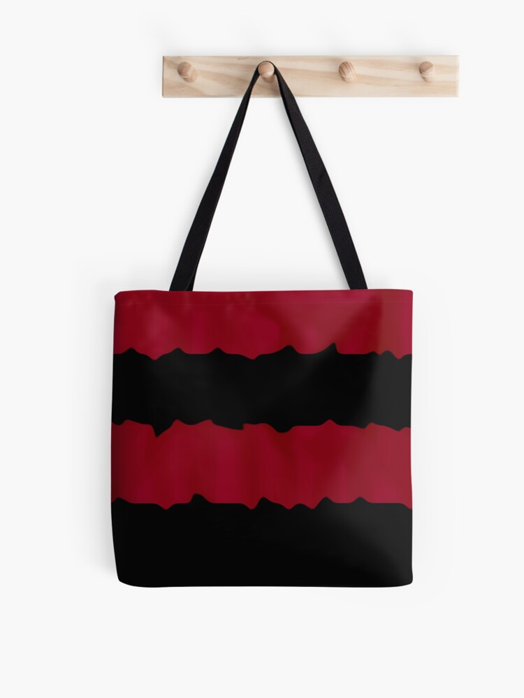 Aesthetic Black and Red Retro 80s 90s Flames Pattern Trendy Tote Bag