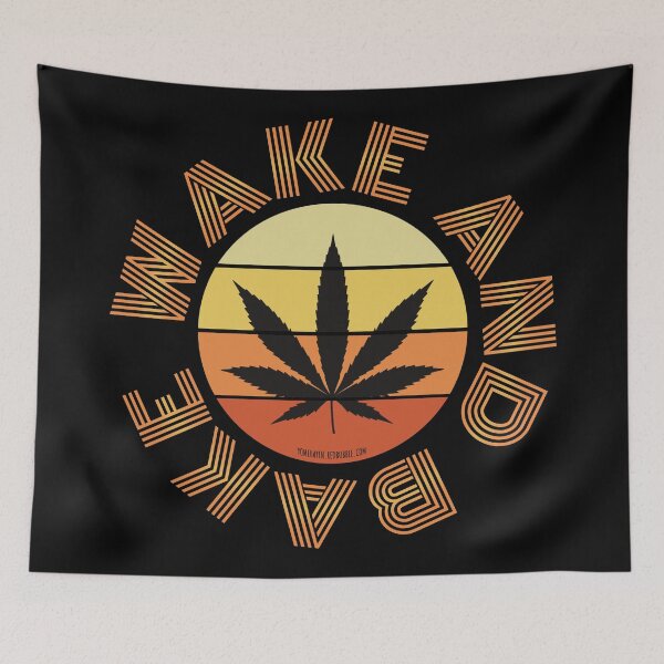 Item preview, Retro Vintage Sunset Orange Pot leaf-Wake and bake designed and sold by YomeHayin.