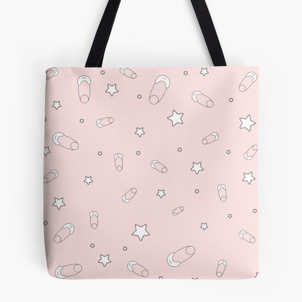 Item preview, Pink baby diaper safety pins and stars pattern designed and sold by TheWalnut.