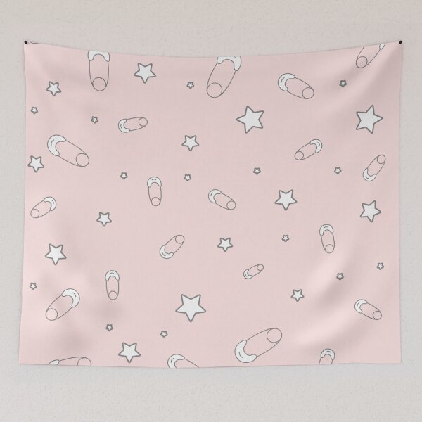 Item preview, Pink baby diaper safety pins and stars pattern designed and sold by TheWalnut.