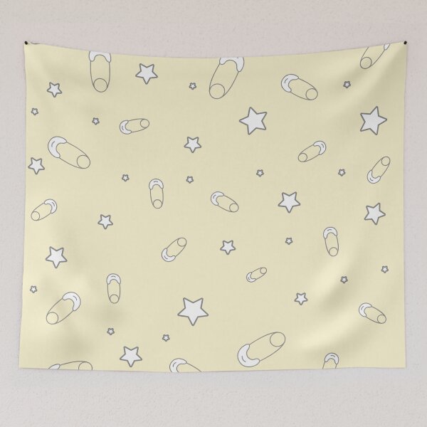 Item preview, Light yellow baby diaper safety pins and stars pattern designed and sold by TheWalnut.