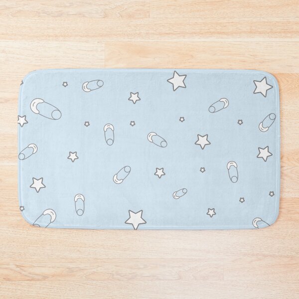 Item preview, Pale blue baby diaper safety pins and stars pattern designed and sold by TheWalnut.