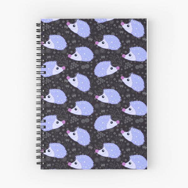 Item preview, Flowery lilac hedgehogs on black  designed and sold by QuirkyCraftz.