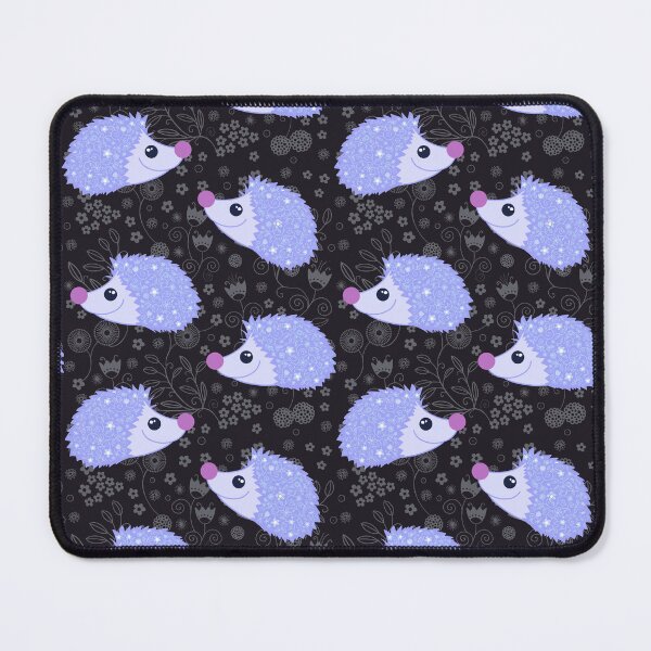 Item preview, Flowery lilac hedgehogs on black designed and sold by QuirkyCraftz.