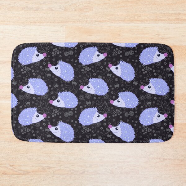 Item preview, Flowery lilac hedgehogs on black  designed and sold by QuirkyCraftz.