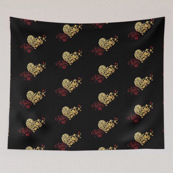Item preview, “Valentine’s Day” with Golden-like Hearts (on Black) designed and sold by PawsitiveMum.