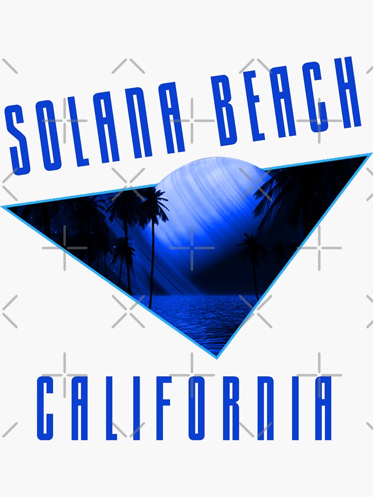 "Retro Eighties Solana Beach California Electric Blue Text Beach