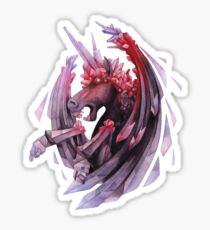 Watercolor crystallizing demonic horse Sticker