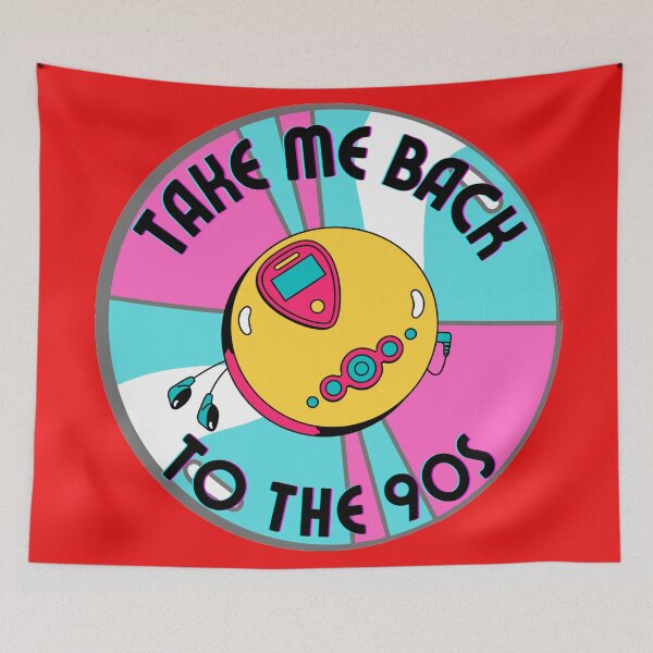 Item preview, Colorful Take Me Back To The 90s Discman And CD retro design red version designed and sold by Cora Gregory.