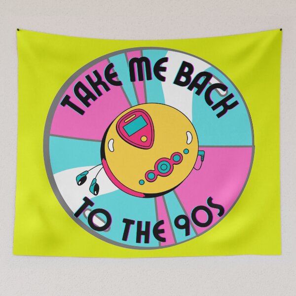 Item preview, Colorful Take Me Back To The 90s Discman And CD retro design yellow version designed and sold by Cora Gregory.