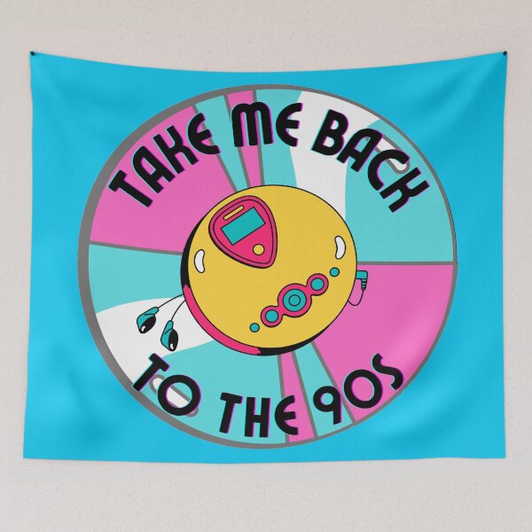 Item preview, Colorful Take Me Back To The 90s Discman And CD retro design Blue version designed and sold by Cora Gregory.