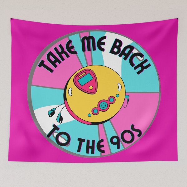 Item preview, Colorful Take Me Back To The 90s Discman And CD retro design pink version designed and sold by Cora Gregory.