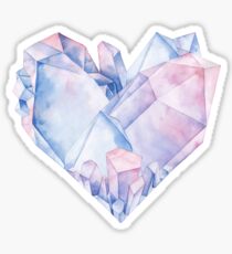 Pegatina Cristales de acuarela en forma de corazón.