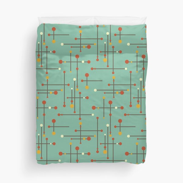 Item preview, Retro 1950's Mid Century Modern Geometric Lines and Circles In Blue, Orange and Brown designed and sold by lovevisionkarma.