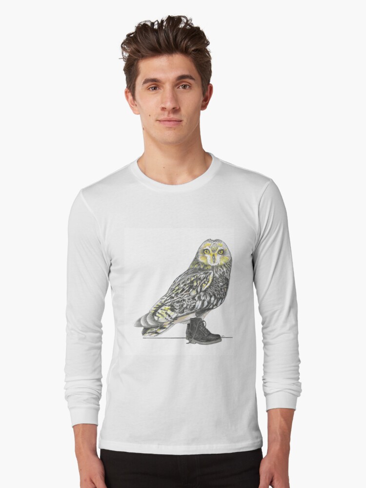 Thumbnail 1 of 5, Long Sleeve T-Shirt, Short-eared Owl in Boots designed and sold by JimsBirds.