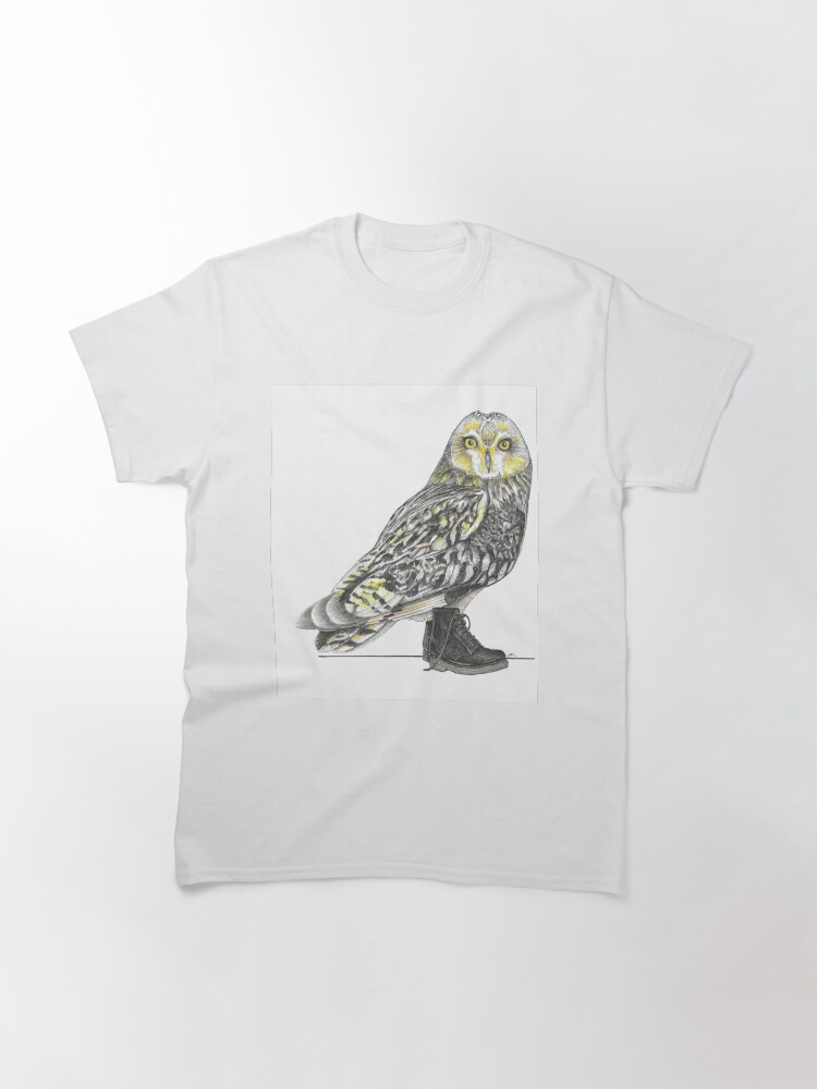 Thumbnail 3 of 7, Classic T-Shirt, Short-eared Owl in Boots designed and sold by JimsBirds.