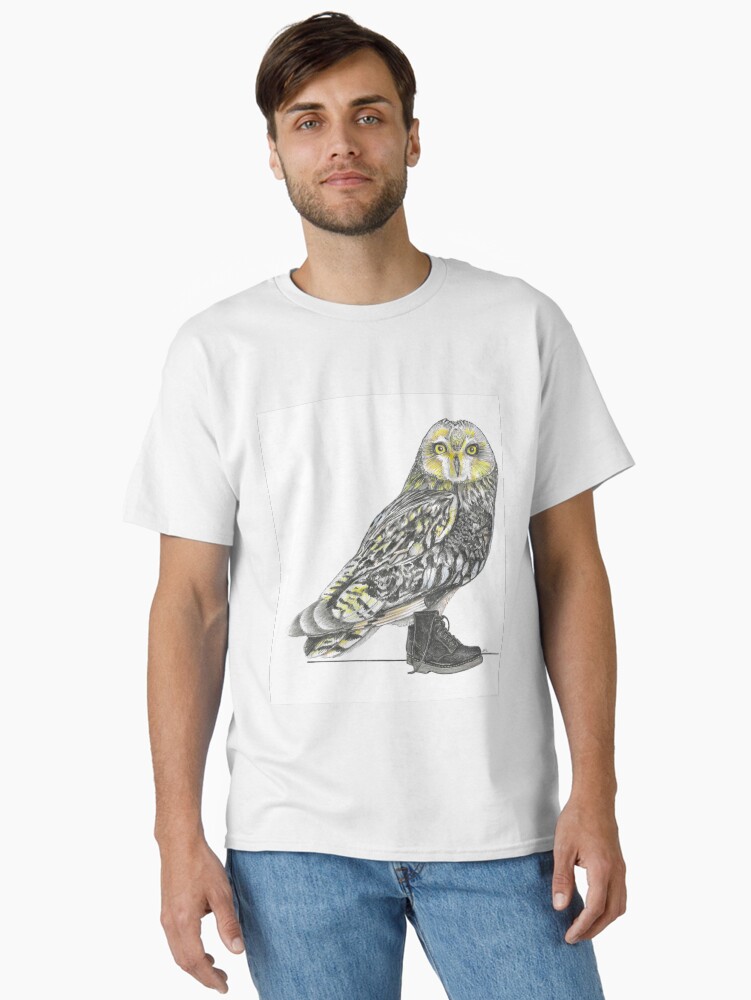 Thumbnail 2 of 7, Classic T-Shirt, Short-eared Owl in Boots designed and sold by JimsBirds.