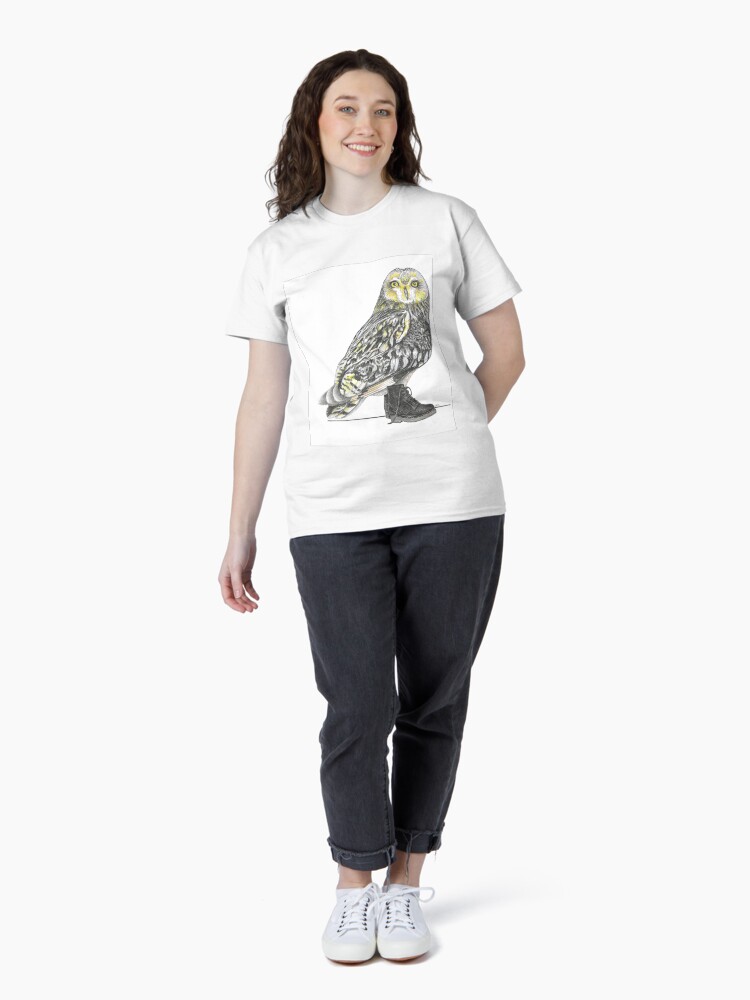 Thumbnail 4 of 7, Classic T-Shirt, Short-eared Owl in Boots designed and sold by JimsBirds.