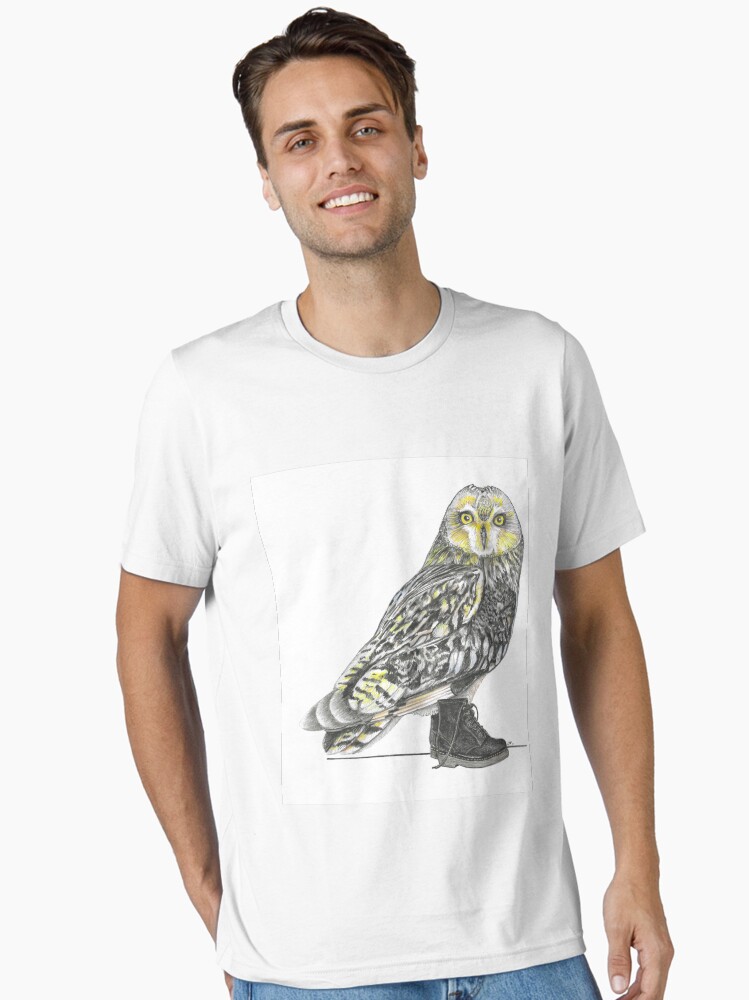 Thumbnail 1 of 7, Essential T-Shirt, Short-eared Owl in Boots designed and sold by JimsBirds.