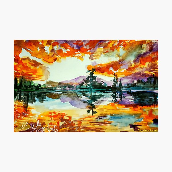 Big Bear Lake Watercolor Photographic Print