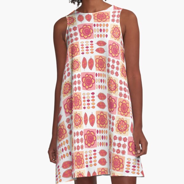 Fun Graphic Floral A-Line Dress