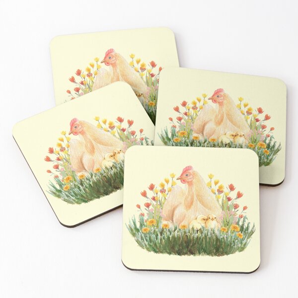 Item preview, Hen and Chicks - Cute Banty Chicken Springtime Wildflower Design designed and sold by SeasonsChange-.