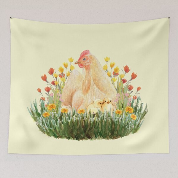 Item preview, Hen and Chicks - Cute Banty Chicken Springtime Wildflower Design designed and sold by SeasonsChange-.