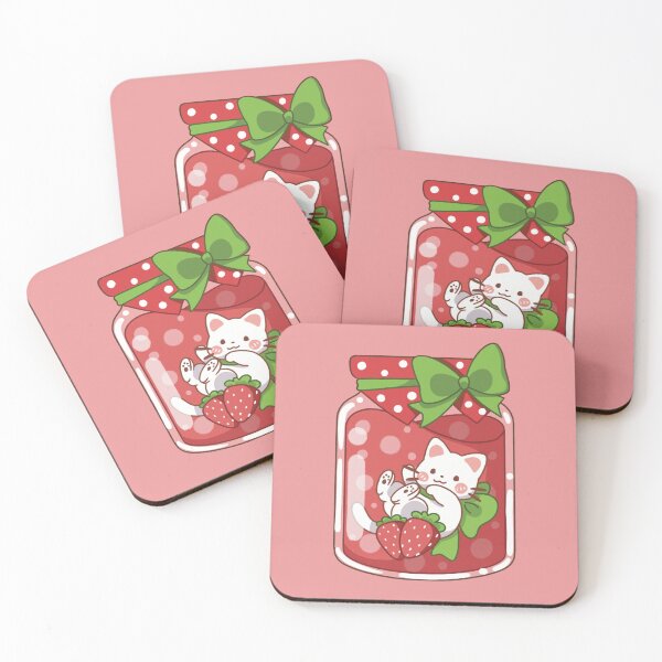 Item preview, Kawaii Cat And Strawberry Jam designed and sold by Kawaii-Bappa.