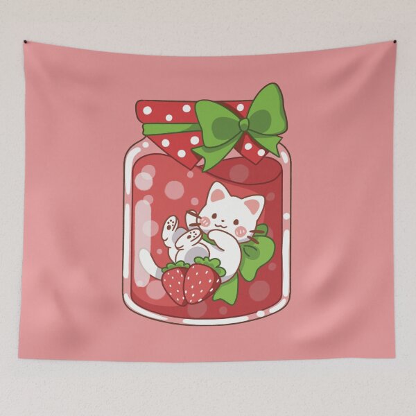 Item preview, Kawaii Cat And Strawberry Jam designed and sold by Kawaii-Bappa.