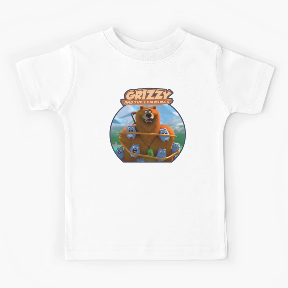 Camiseta Grizzy e Lemmings Infantil Camisa Juvenil Personagens Desenho Kids  Azul Crianças Festa Presente