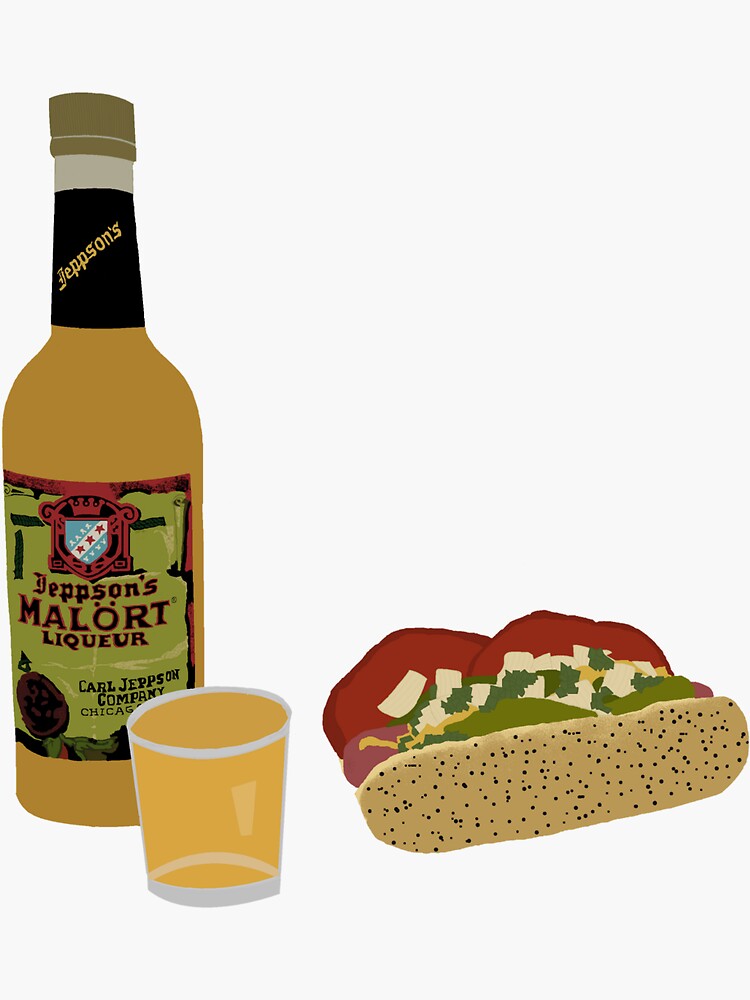 Malort & Hot Dog Sticker for Sale by MalortHotDogs