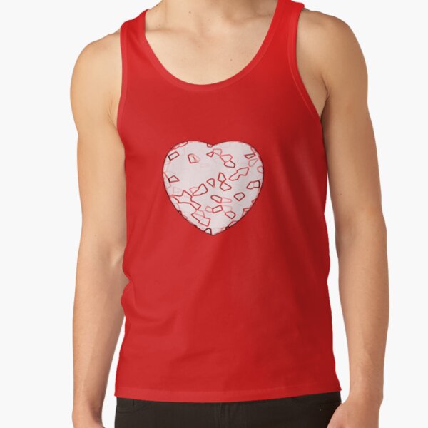 Stylised Red & White Heart Tank Top