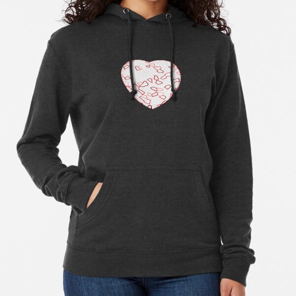 Stylised Red & White Heart Lightweight Hoodie